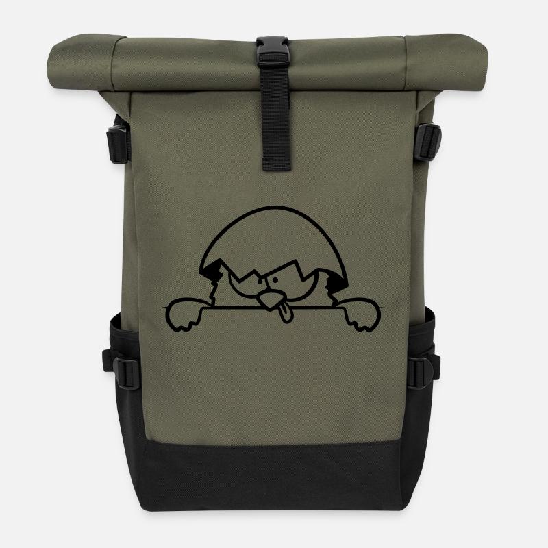 Verrücktes Küken hinter Mauer - Rolltop Rucksack - Olive/Schwarz