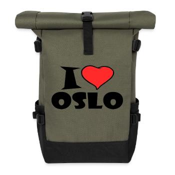 I Love Oslo - Roll Top Backpack - olive/black - Front