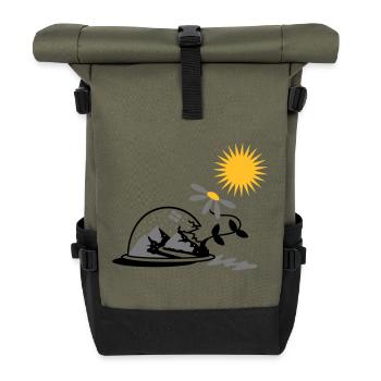 Snow globe with sunflower and sun - Roll Top Backpack - olive/black - Front