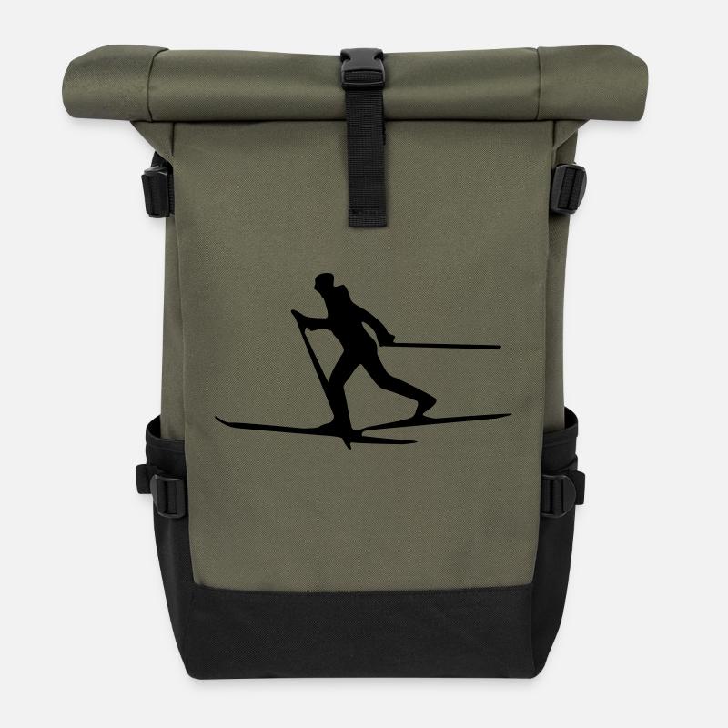 ski fahrer silhouette - Rolltop Rucksack - Olive/Schwarz