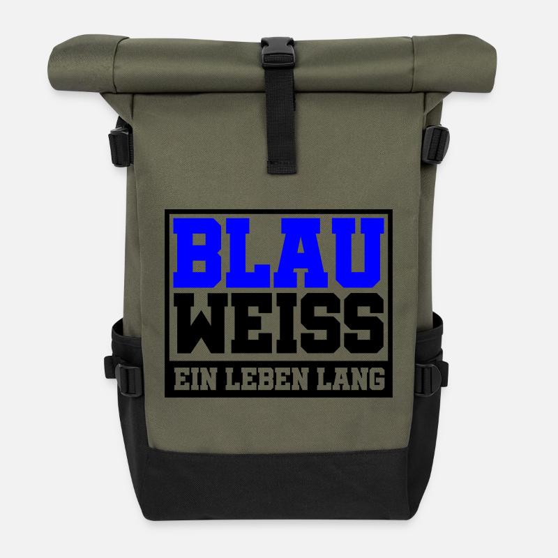 Blau Weiss ein Leben Lang | Farben änderbar - Rolltop Rucksack - Olive/Schwarz