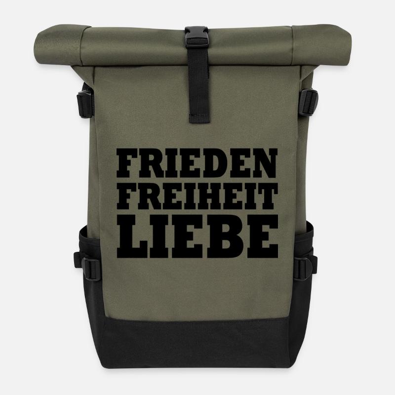 Frieden freiheit liebe - Rolltop Rucksack - Olive/Schwarz