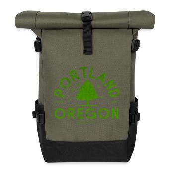 Logo de l’arbre vert de Portland - Sac à dos roll top - olive/noir - Devant