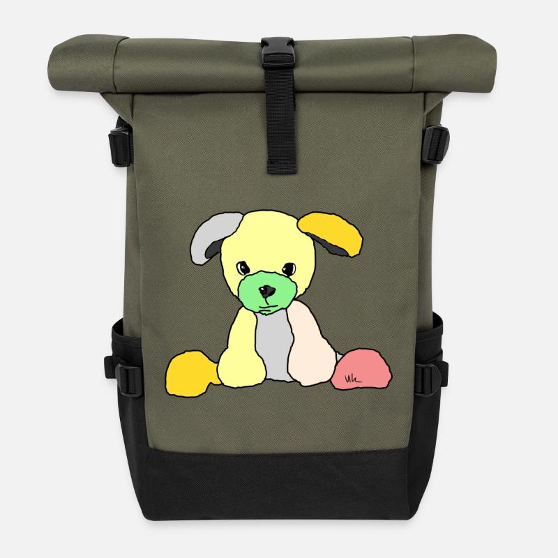 Hund Comic - Rolltop Rucksack - Olive/Schwarz