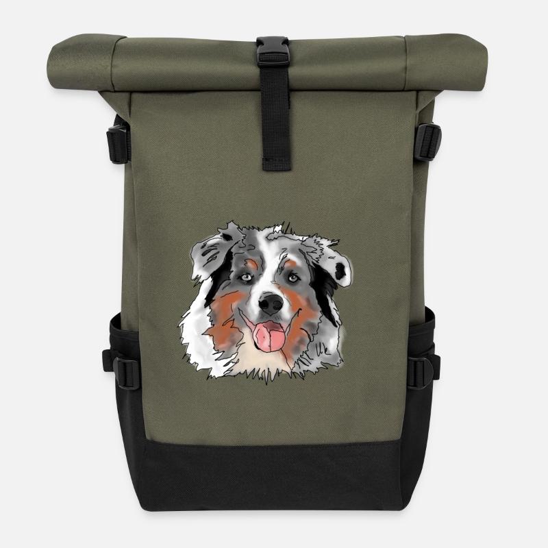 Berger australien - Sac à dos roll top - olive/noir