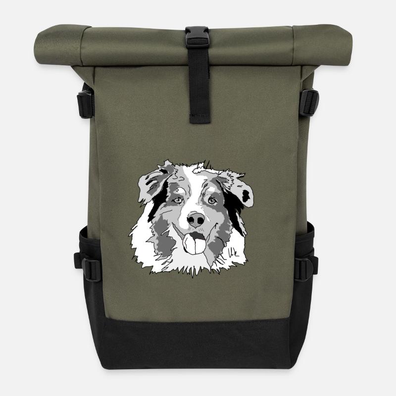 Berger australien - Sac à dos roll top - olive/noir