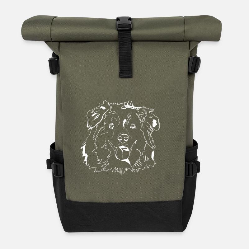 Australian Shepherd - Rolltop Rucksack - Olive/Schwarz