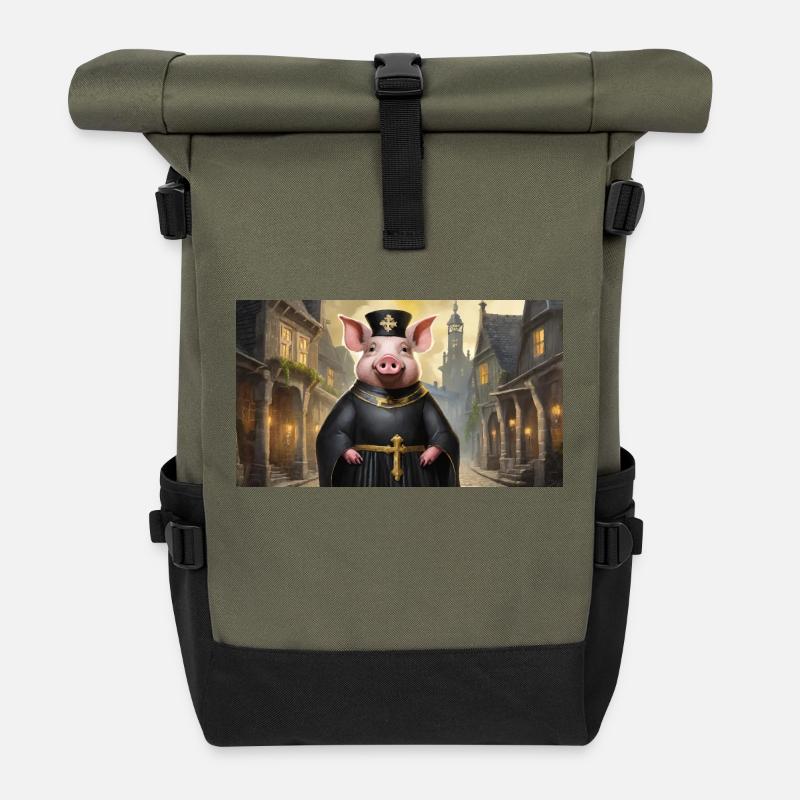 Jeu de mots ambigu sur l’expression allemande – Schweinepriester - Sac à dos roll top - olive/noir
