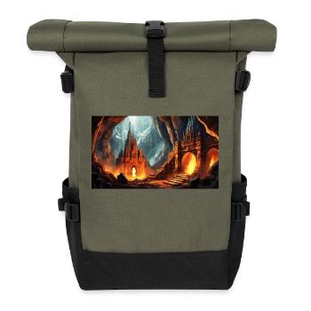 wunderschöne mythische Orte – Avalon - Rolltop Rucksack - Olive/Schwarz - Vorne