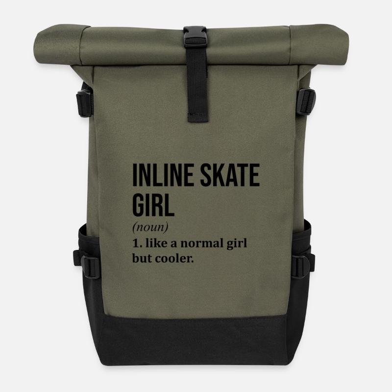 Inline-Skaten - Rolltop Rucksack - Olive/Schwarz