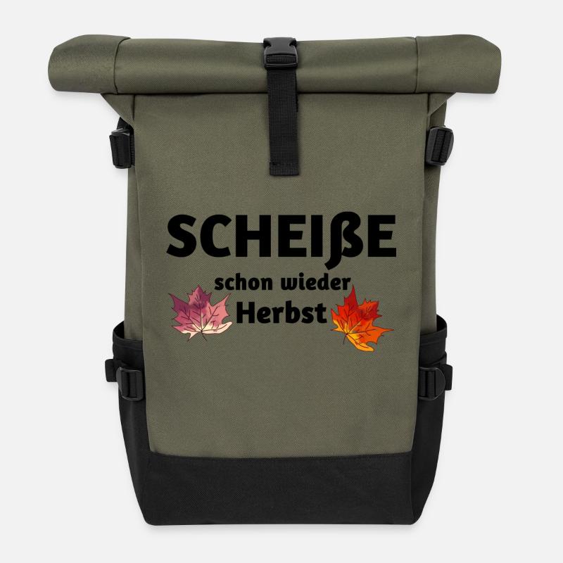 Herbstspruch - Rolltop Rucksack - Olive/Schwarz