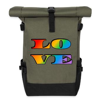 Amour arc-en-ciel rétro - Sac à dos roll top - olive/noir - Devant