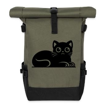 Petit chat gras Dessin - Sac à dos roll top - olive/noir - Devant