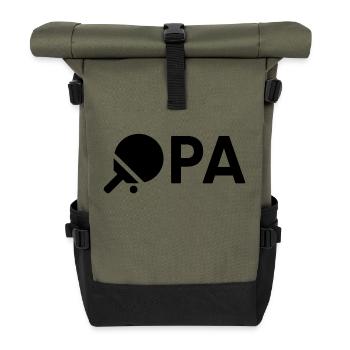 Opa Tischtennis Geschenkidee Großvater Ping-Pong - Rolltop Rucksack - Olive/Schwarz - Vorne