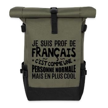 I am a French teacher - Roll Top Backpack - olive/black - Front