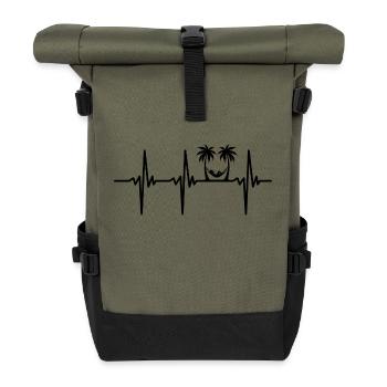 Heartbeat for palm trees and tropical holidays - Roll Top Backpack - olive/black - Front
