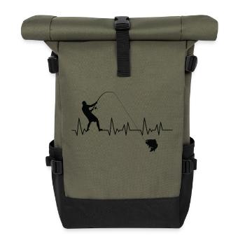 Angler Saying Fishing Fisherman Gift Idea - Roll Top Backpack - olive/black - Front