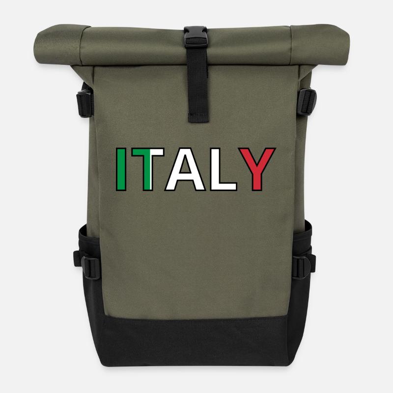 Italien Flagge - Rolltop Rucksack - Olive/Schwarz