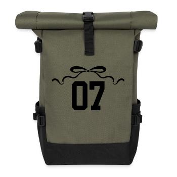 Nummer 7 Knoten - 7. Jahrestag - Rolltop Rucksack - Olive/Schwarz - Vorne