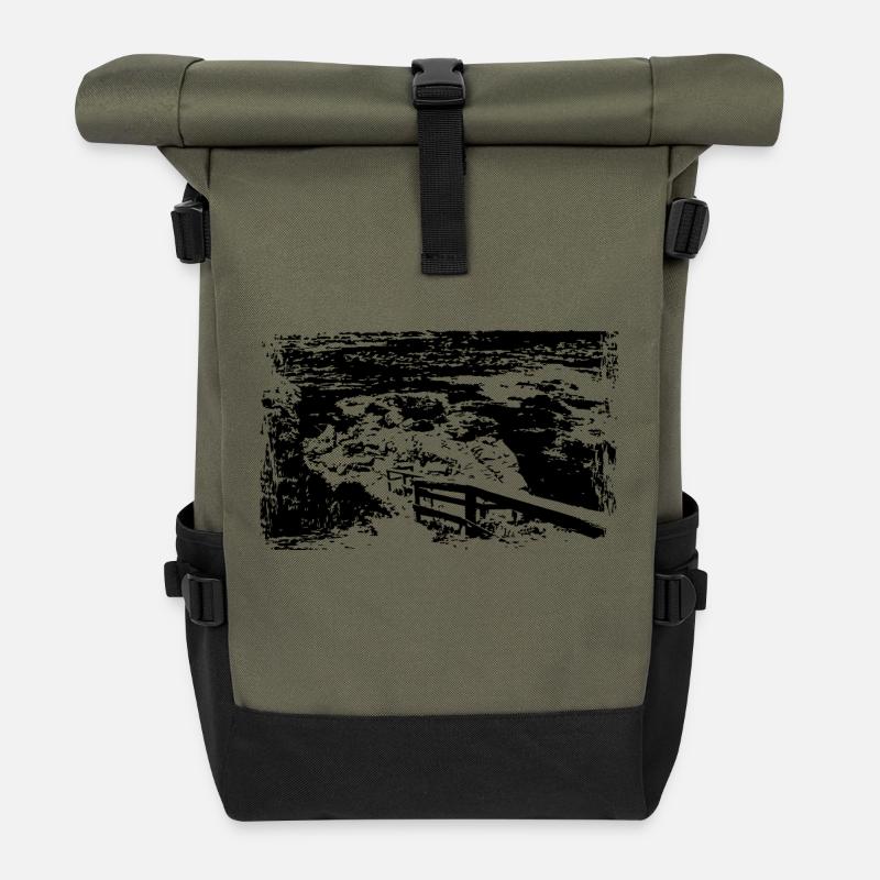 weg zum meer - Rolltop Rucksack - Olive/Schwarz