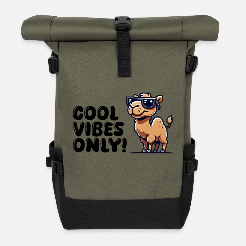 kamel comic sonnenbrille cool - Rolltop Rucksack - Olive/Schwarz