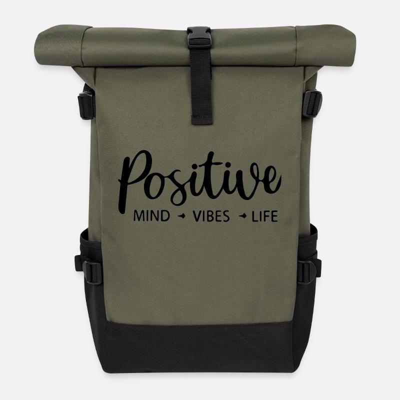 positive Stimmung im Leben - Rolltop Rucksack - Olive/Schwarz