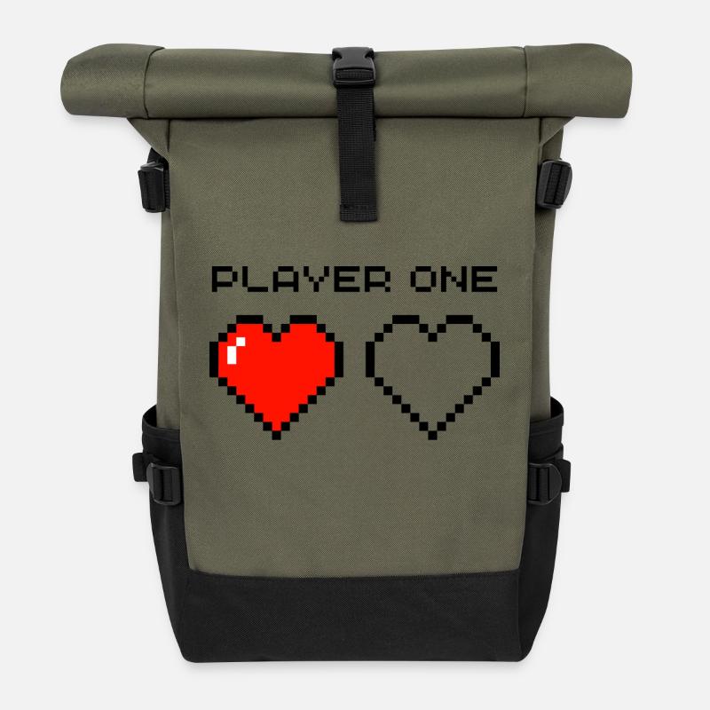 Player One - Rolltop Rucksack - Olive/Schwarz