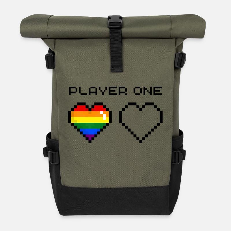 Player One Rainbow - Rolltop Rucksack - Olive/Schwarz