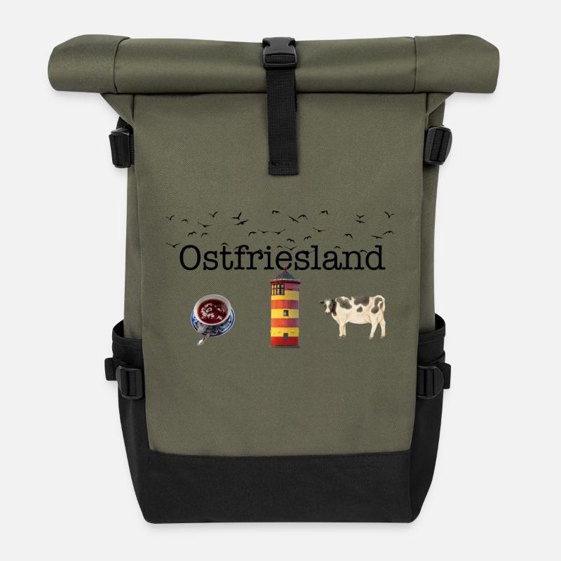 East Frisia - Roll Top Backpack - olive/black