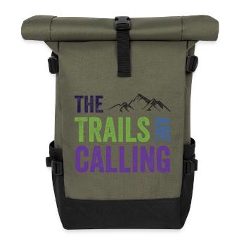 The Trails Are Calling - Roll Top Backpack - olive/black - Front