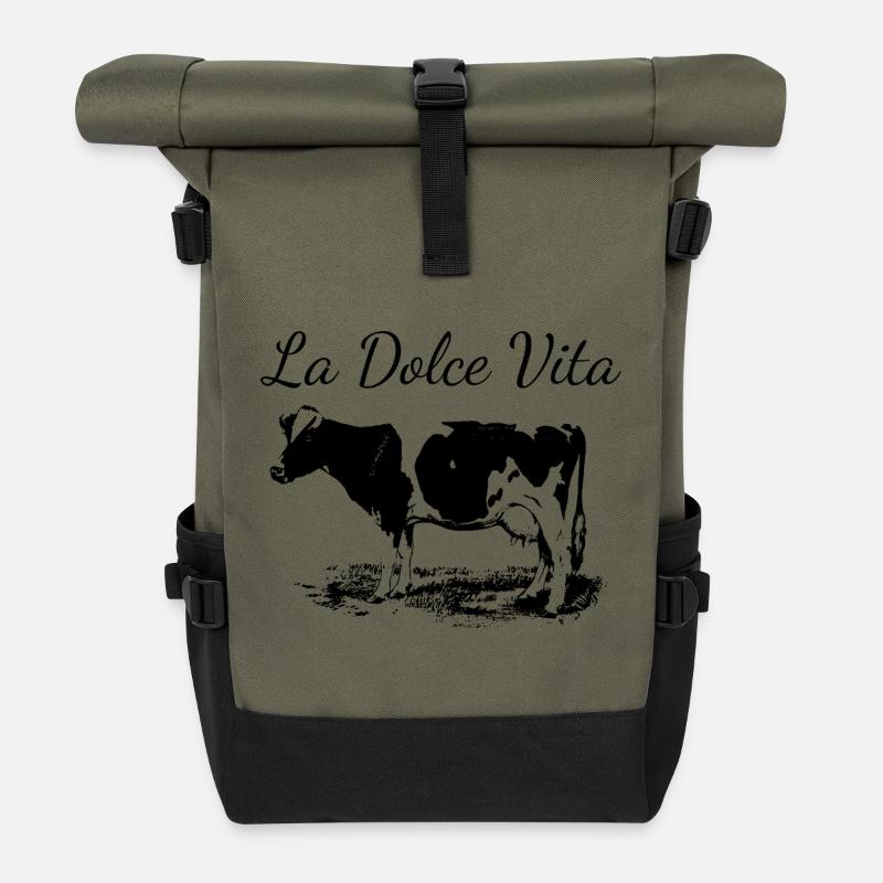 Milchkuh des Dolce Vita - Rolltop Rucksack - Olive/Schwarz