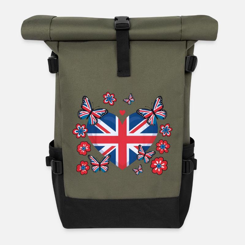 Union Jack Coeur Bloom - Sac à dos roll top - olive/noir