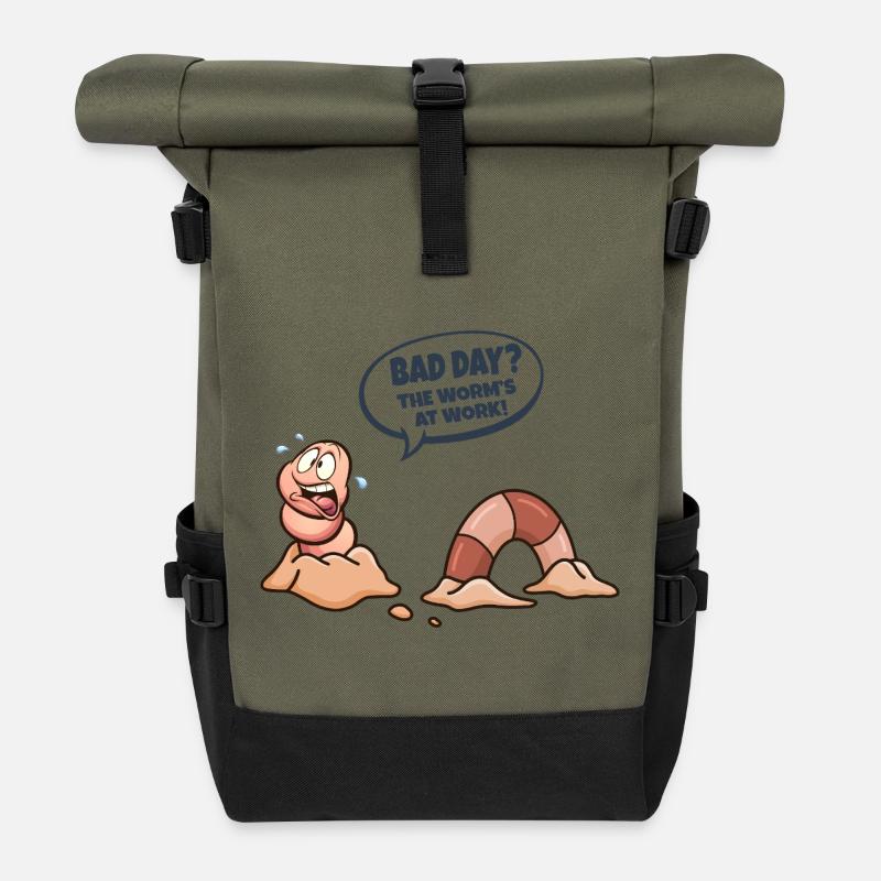 Wurm am Arbeitsplatz Schlechter Tag - Rolltop Rucksack - Olive/Schwarz