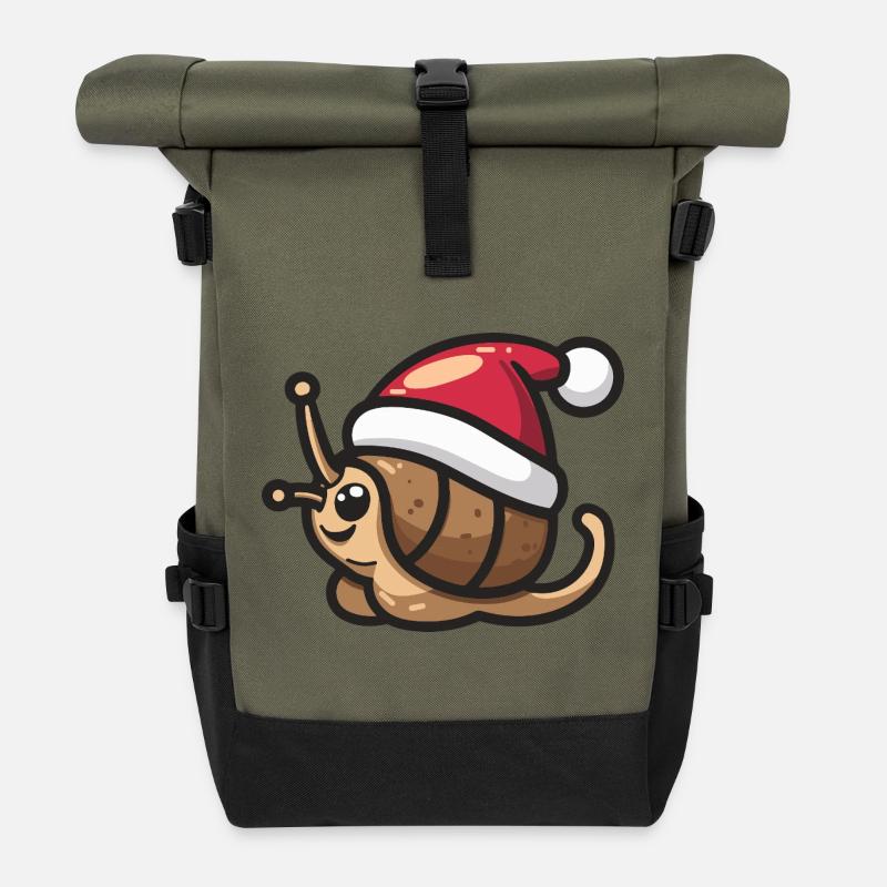Noël de l’escargot - Sac à dos roll top - olive/noir