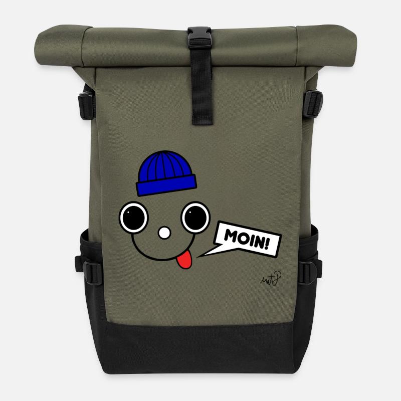 Koppie Moin mit Beanie - Rolltop Rucksack - Olive/Schwarz