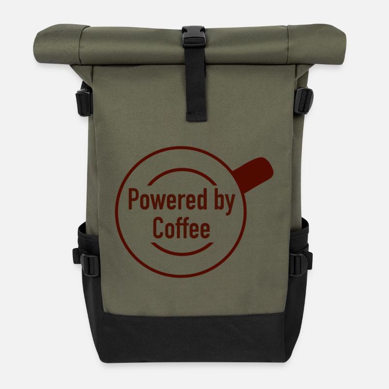 Powered by Coffee  - Rolltop Rucksack - Olive/Schwarz