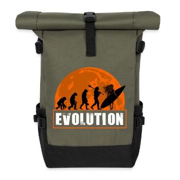 Evolution of Surfing Vintage Sunset Silhouette - Roll Top Backpack - olive/black - Front