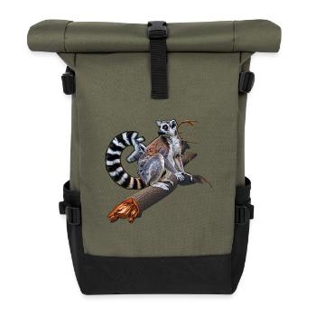 Lémuriens à queue annelée - Sac à dos roll top - olive/noir - Devant