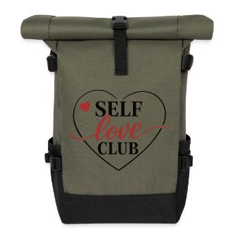 Self Love Club Shirt Self Care Aesthetic Women - Roll Top Backpack - olive/black - Front