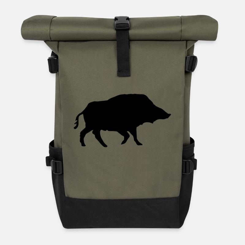 Wildschwein - Rolltop Rucksack - Olive/Schwarz