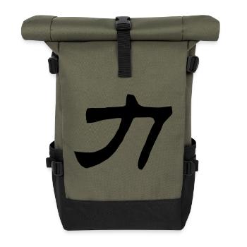 Chinese words: force - Roll Top Backpack - olive/black - Front
