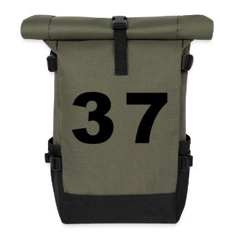 Number - 37 – Thirty Seven - Roll Top Backpack - olive/black - Front