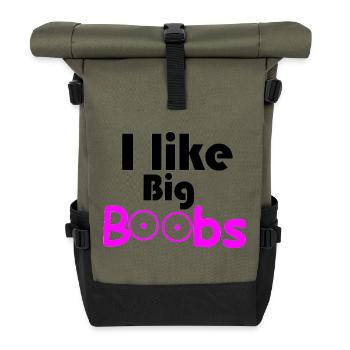 Große Brüste - Rolltop Rucksack - Olive/Schwarz - Vorne