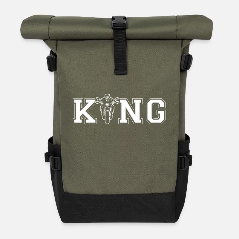 Motorrad König - Rolltop Rucksack - Olive/Schwarz