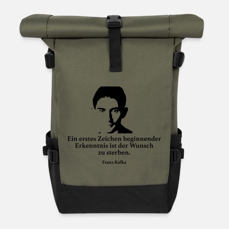 Kafka: Ein erstes Zeichen beginnender Erkenntnis - Rolltop Rucksack - Olive/Schwarz