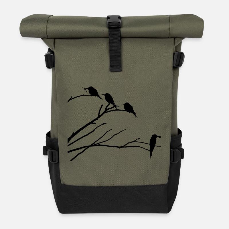 Oiseaux sur la branche - Sac à dos roll top - olive/noir