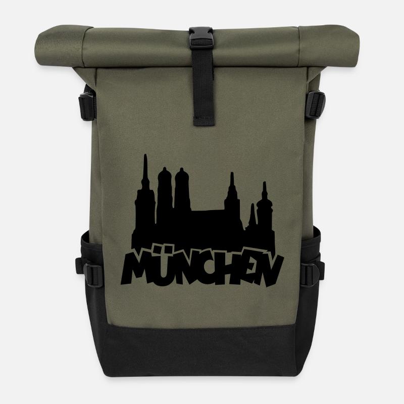 München Skyline - Rolltop Rucksack - Olive/Schwarz
