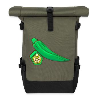 Okra Essbarer Eibisch Gombobohne Okolo Gambo - Rolltop Rucksack - Olive/Schwarz - Vorne