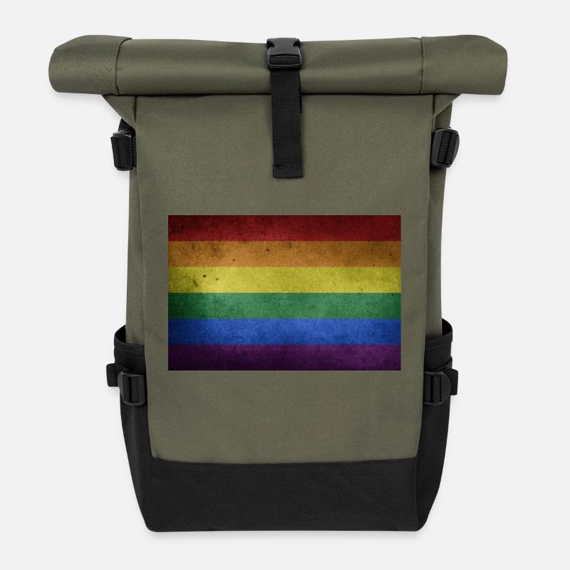Pride Flagge - Rolltop Rucksack - Olive/Schwarz