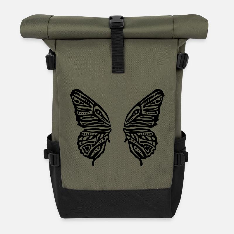 schmetterling butterfly - Rolltop Rucksack - Olive/Schwarz
